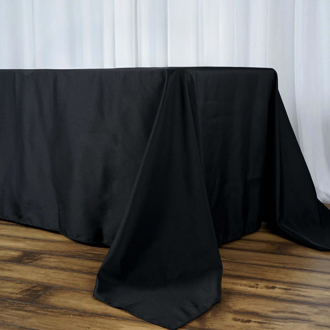 Black 220 GSM Premium Polyester Tablecloth 90 Inch x 156 Inch Seamless