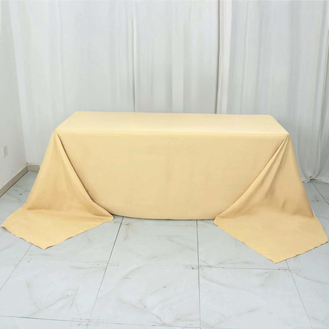 90x156inch Champagne 220 GSM Seamless Premium Polyester Rectangular Tablecloth
