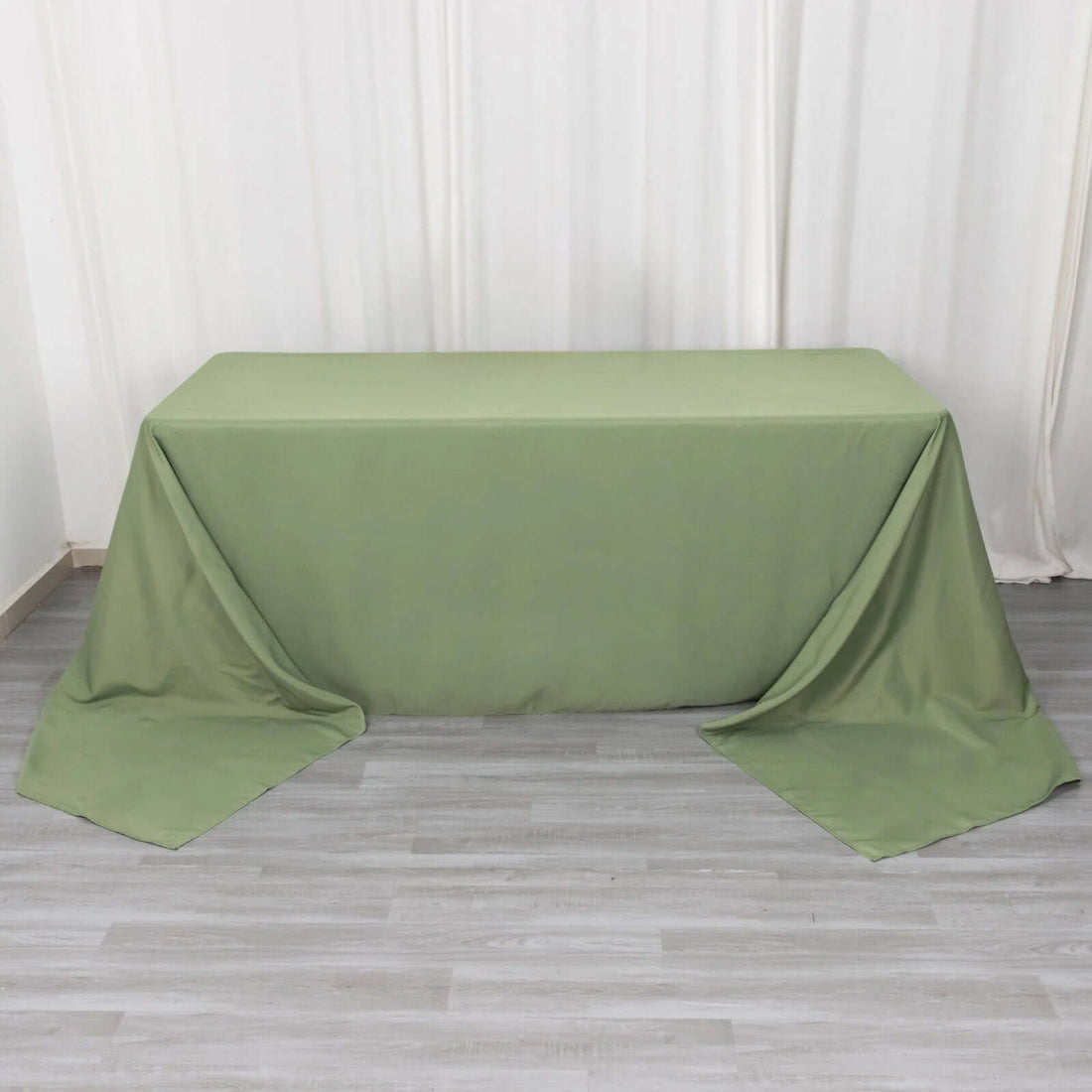 90x156inch Eucalyptus Sage Green 220 GSM Seamless Premium Polyester Rectangular Tablecloth