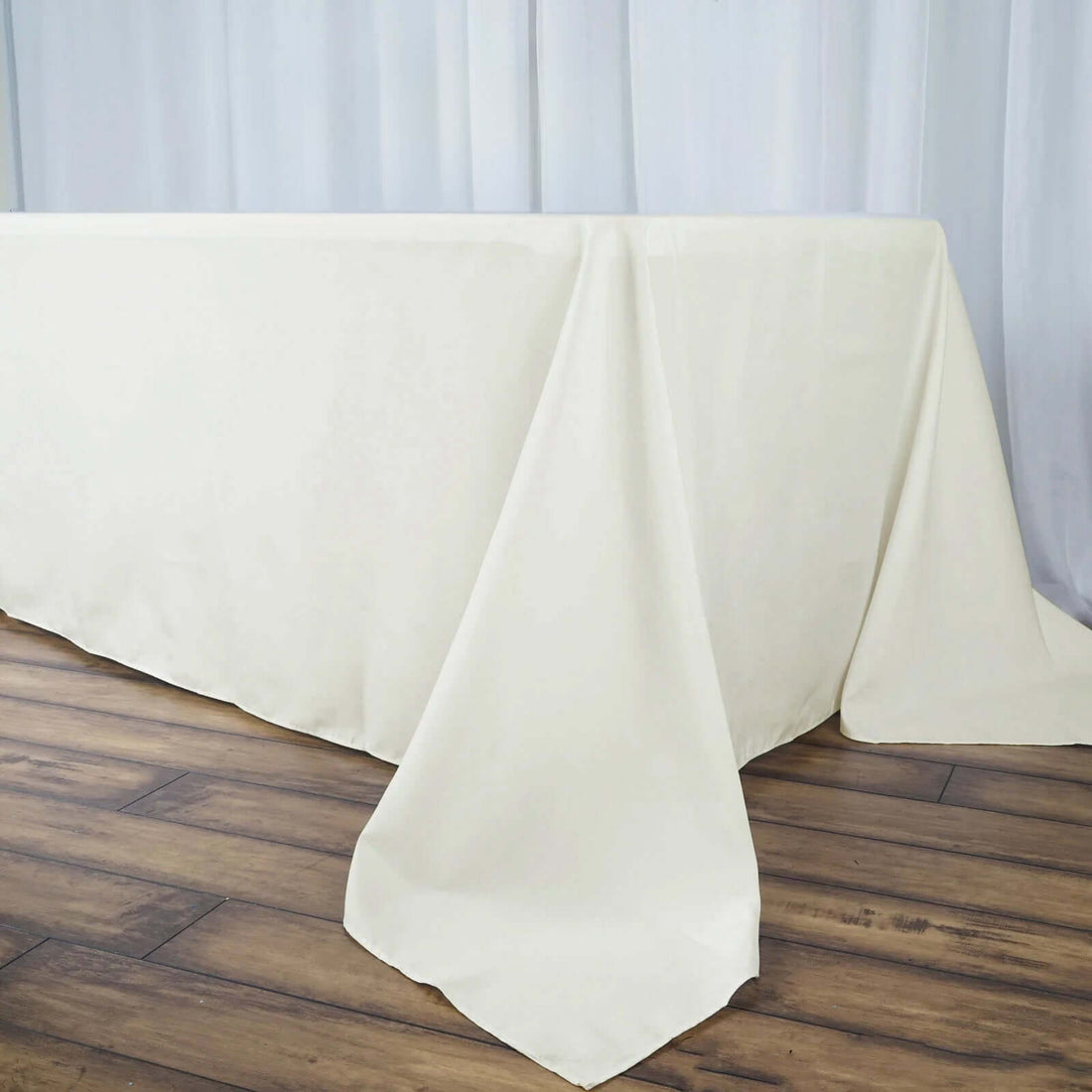 Ivory 90 Inch x 156 Inch Rectangular Tablecloth In 220 GSM Premium Polyester Seamless