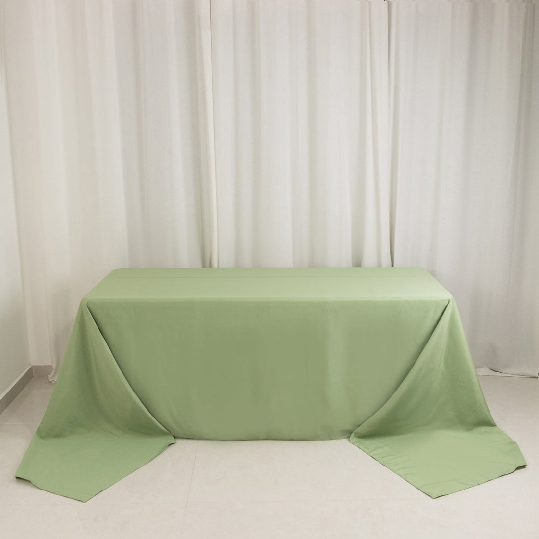 Sage Green Seamless Premium Polyester Rectangular Tablecloth 220GSM 90x156 for 8 Foot Table