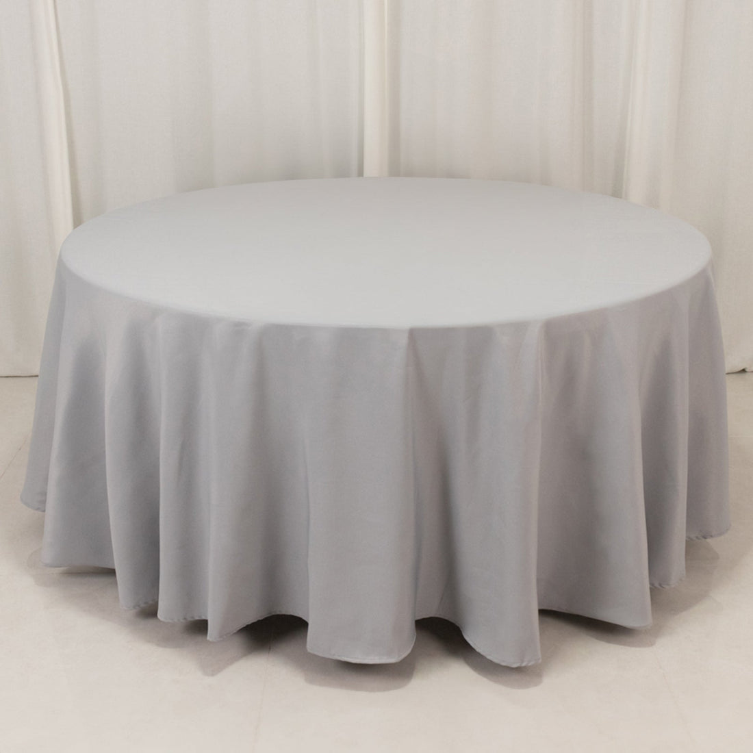Silver Seamless Premium Polyester Round Tablecloth 220GSM 108inch