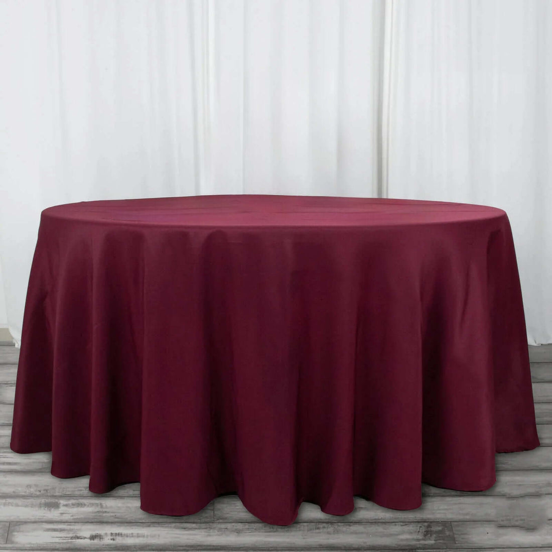 120inch Burgundy 200 GSM Seamless Premium Polyester Round Tablecloth