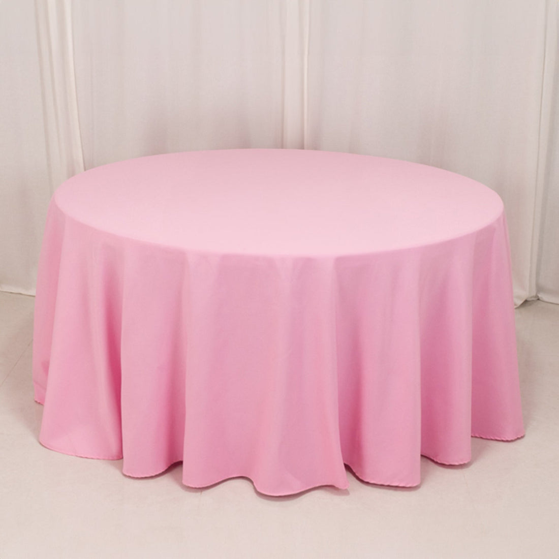 Premium Polyester Round Tablecloth 120" Pink - Seamless 220GSM Table Cover