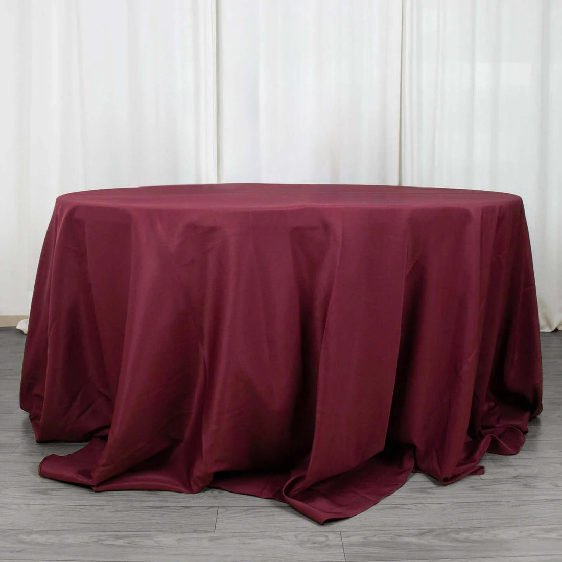 132inch Burgundy 200 GSM Seamless Premium Polyester Round Tablecloth