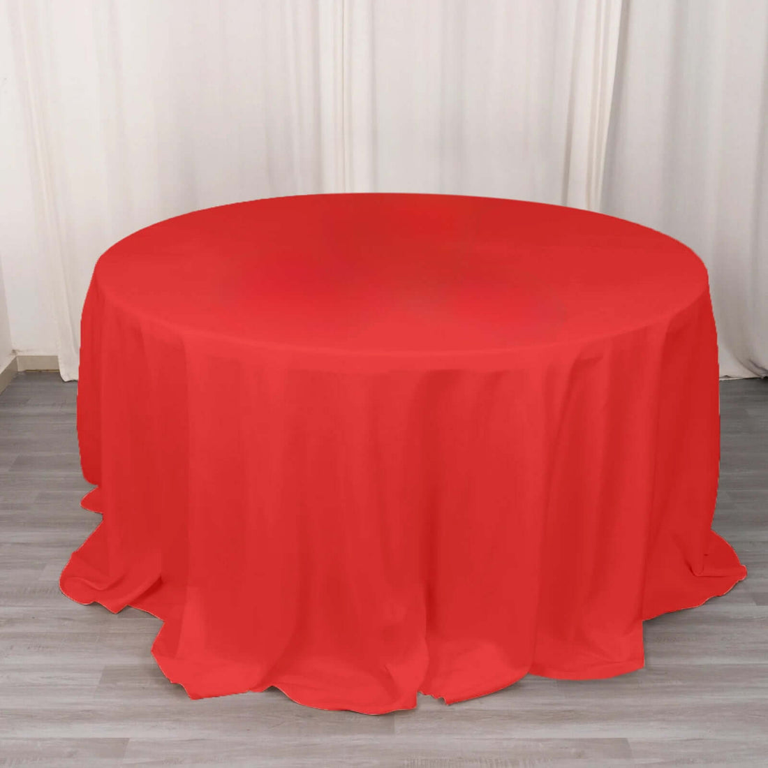 132inch Red 200 GSM Seamless Premium Polyester Round Tablecloth