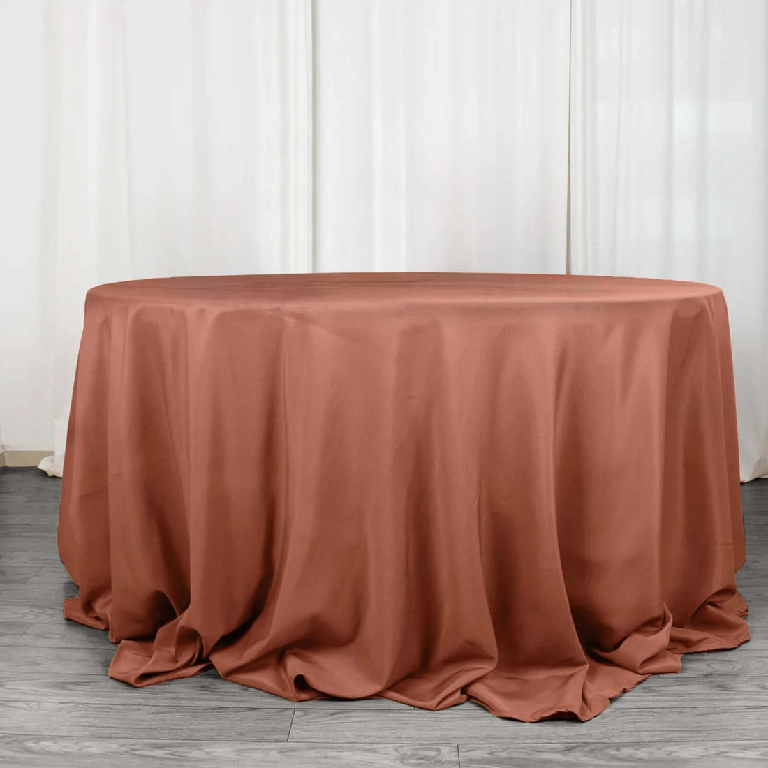 Terracotta (Rust) Seamless Premium Polyester Round Tablecloth 220GSM - 132inch
