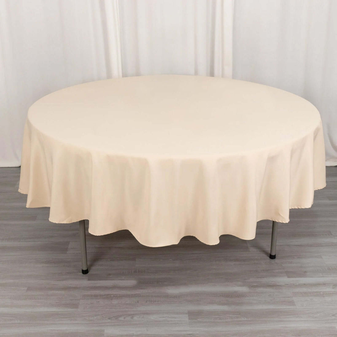 90inch Beige Seamless Premium Polyester Round Tablecloth - 200GSM