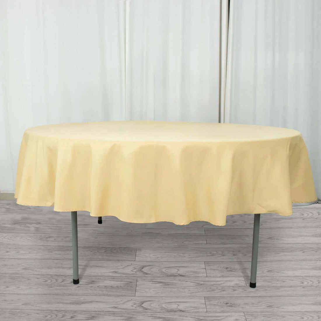 90inch Champagne 200 GSM Seamless Premium Polyester Round Tablecloth