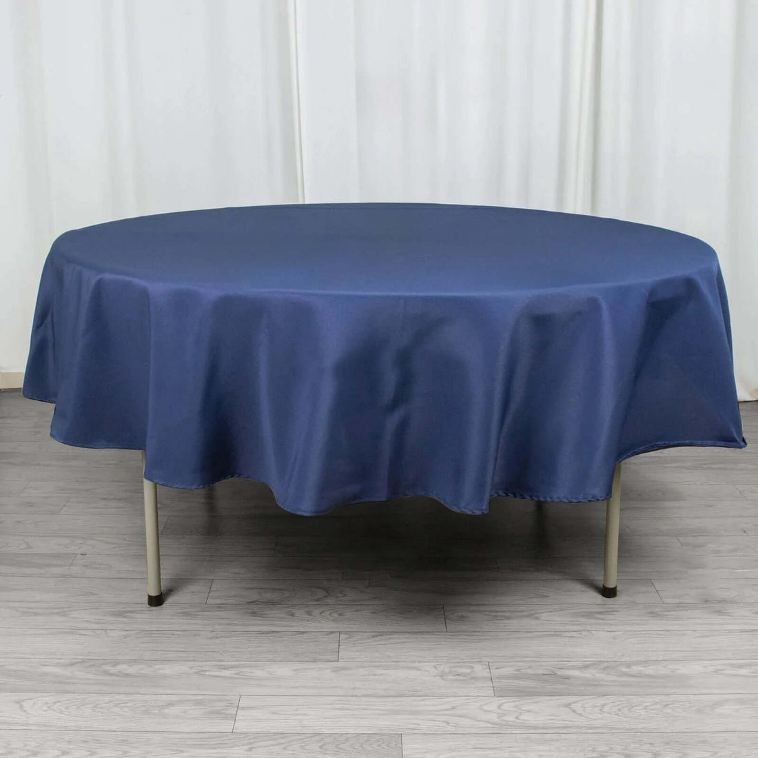 90inch Navy Blue 200 GSM Seamless Premium Polyester Round Tablecloth