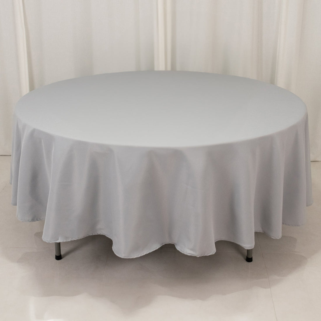 Silver Seamless Premium Polyester Round Tablecloth 220GSM