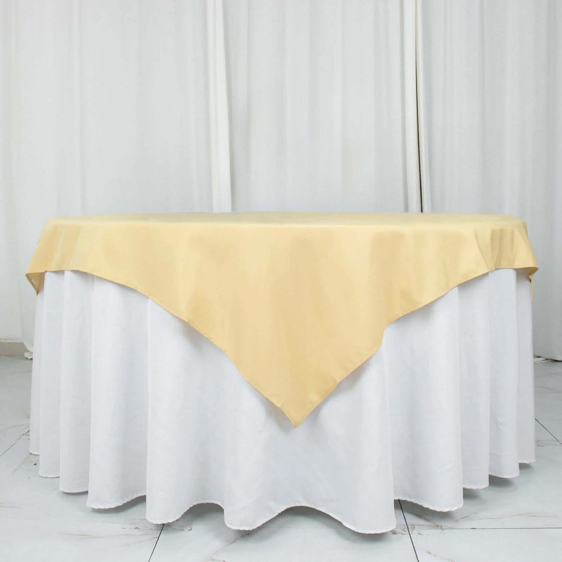 54inch Champagne 200 GSM Seamless Premium Polyester Square Table Overlay