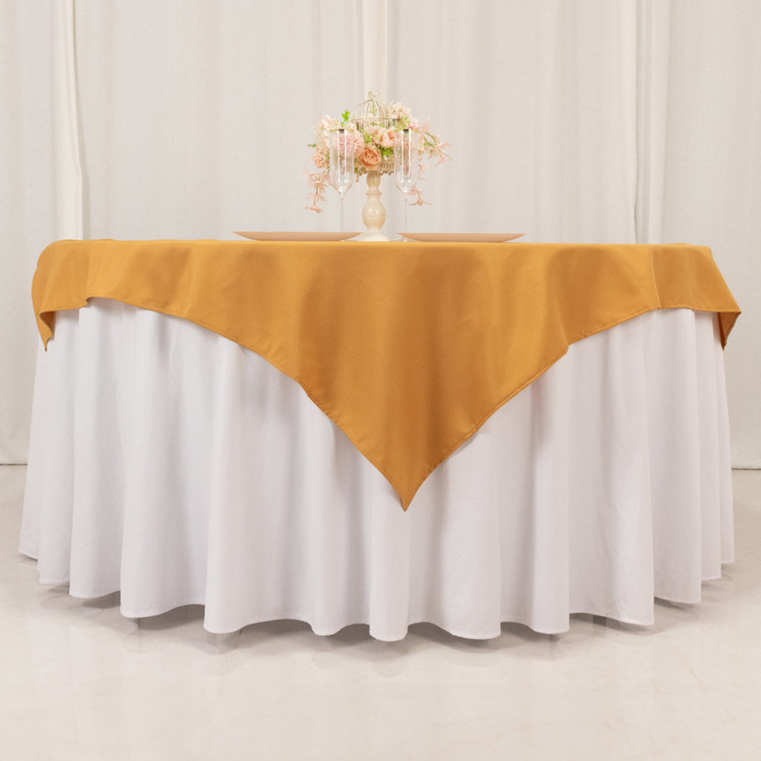 Gold Seamless Premium Polyester Square Table Overlay 220GSM