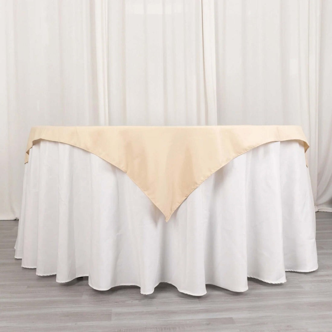 70x70inch Beige Seamless Polyester Square Table Overlay