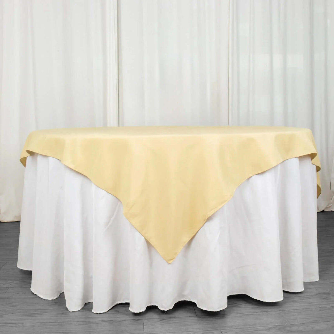 70inch Champagne 200 GSM Seamless Premium Polyester Square Table Overlay