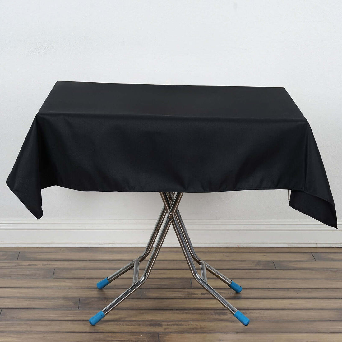 54 inch x 54 inch Black 200 GSM Seamless Premium Polyester Square Tablecloth