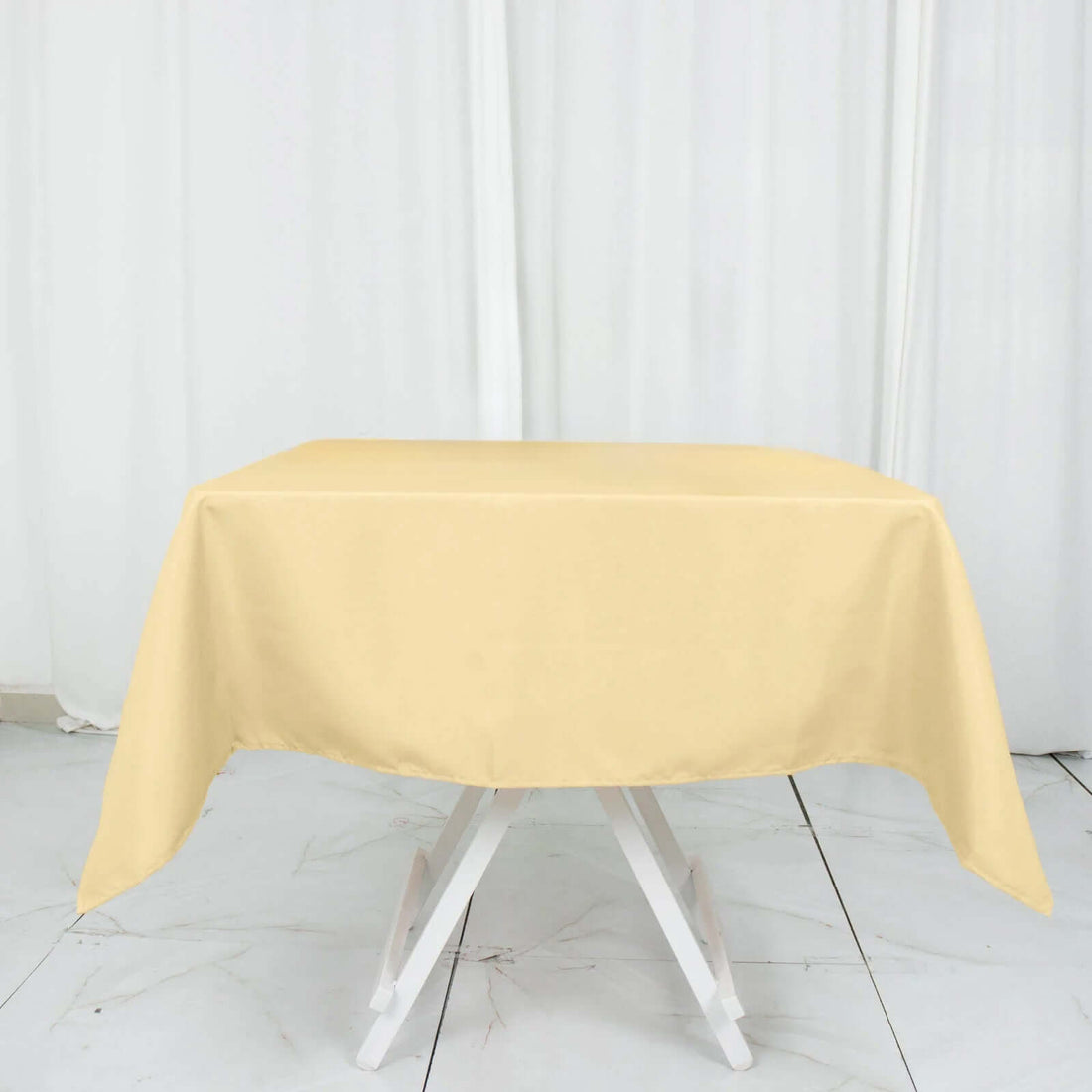 54inch Champagne 200 GSM Seamless Premium Polyester Square Tablecloth