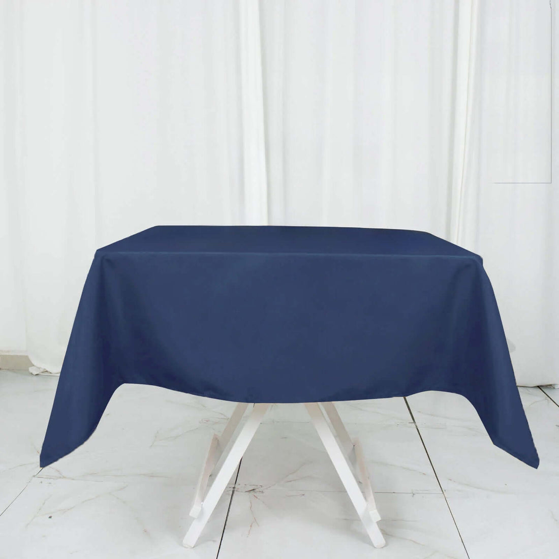 54inch Navy Blue 200 GSM Seamless Premium Polyester Square Tablecloth