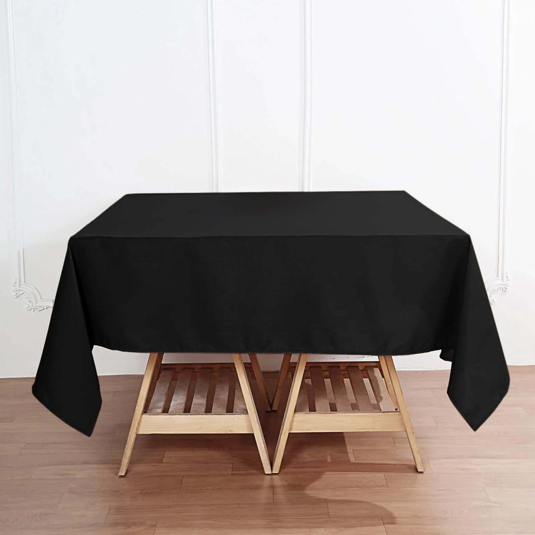 70inch Black 200 GSM Seamless Premium Polyester Square Tablecloth