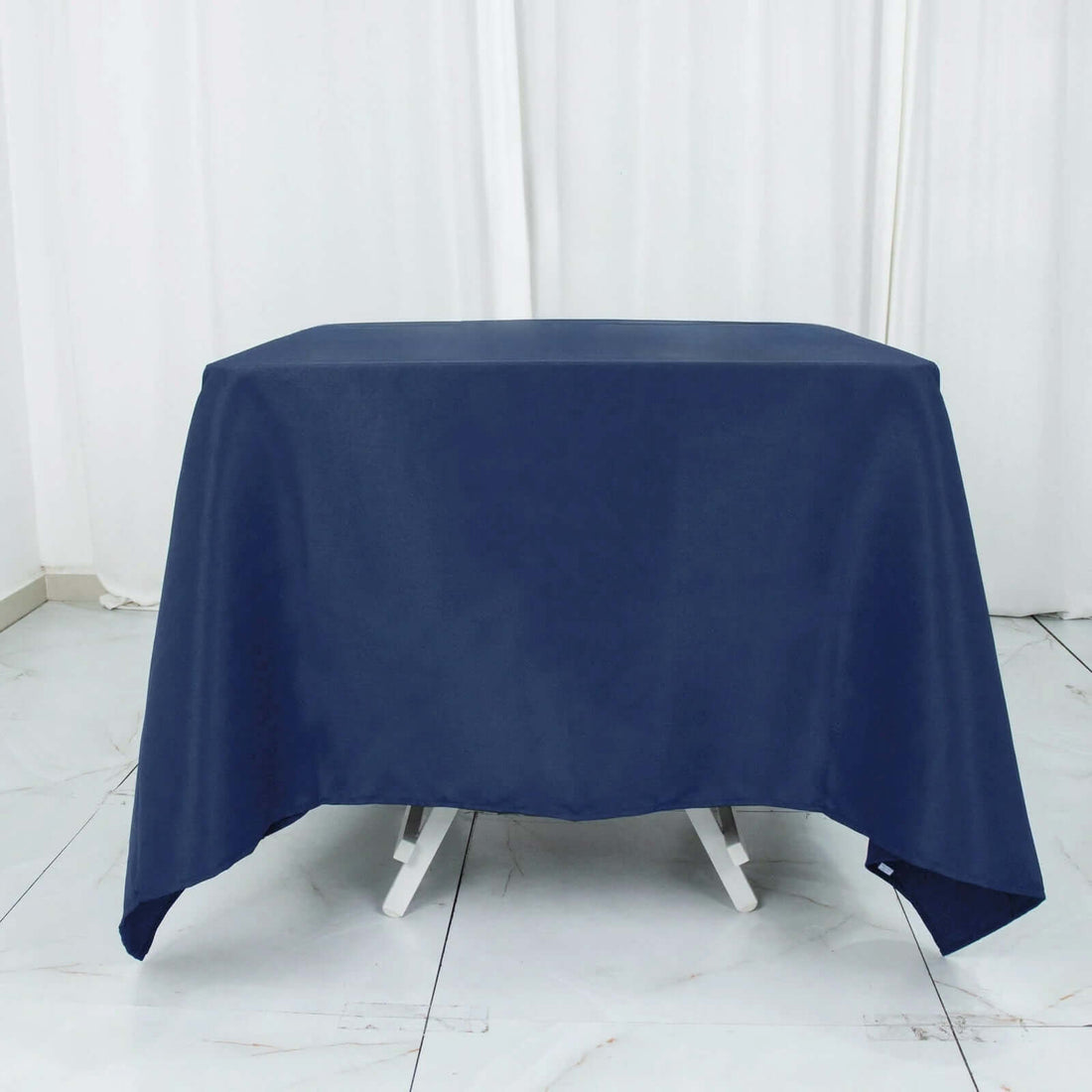 70inch Navy Blue 200 GSM Seamless Premium Polyester Square Tablecloth