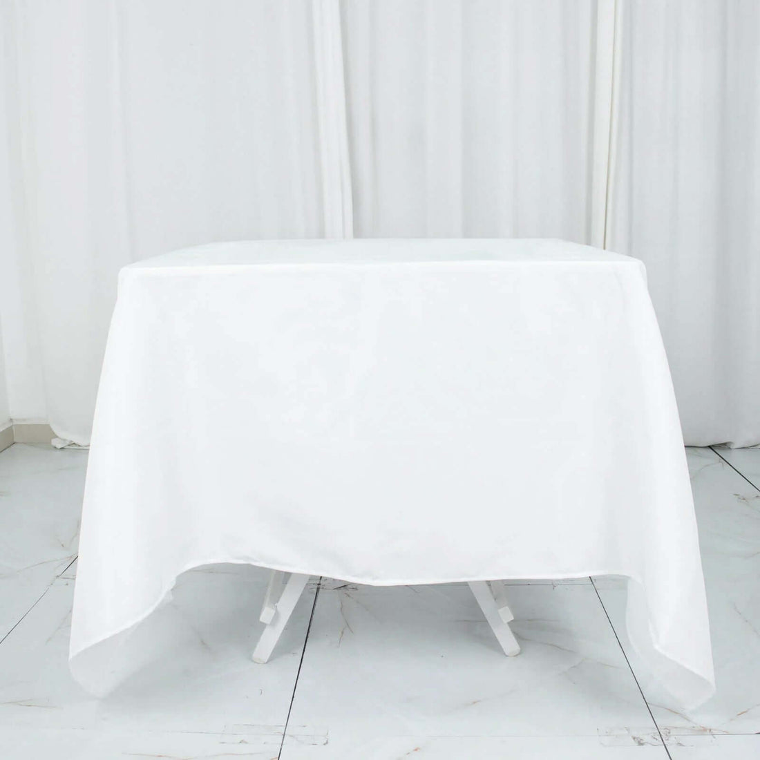 70inch White 200 GSM Seamless Premium Polyester Square Tablecloth