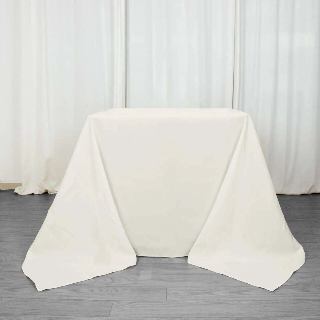 90inch Ivory 200 GSM Seamless Premium Polyester Square Tablecloth