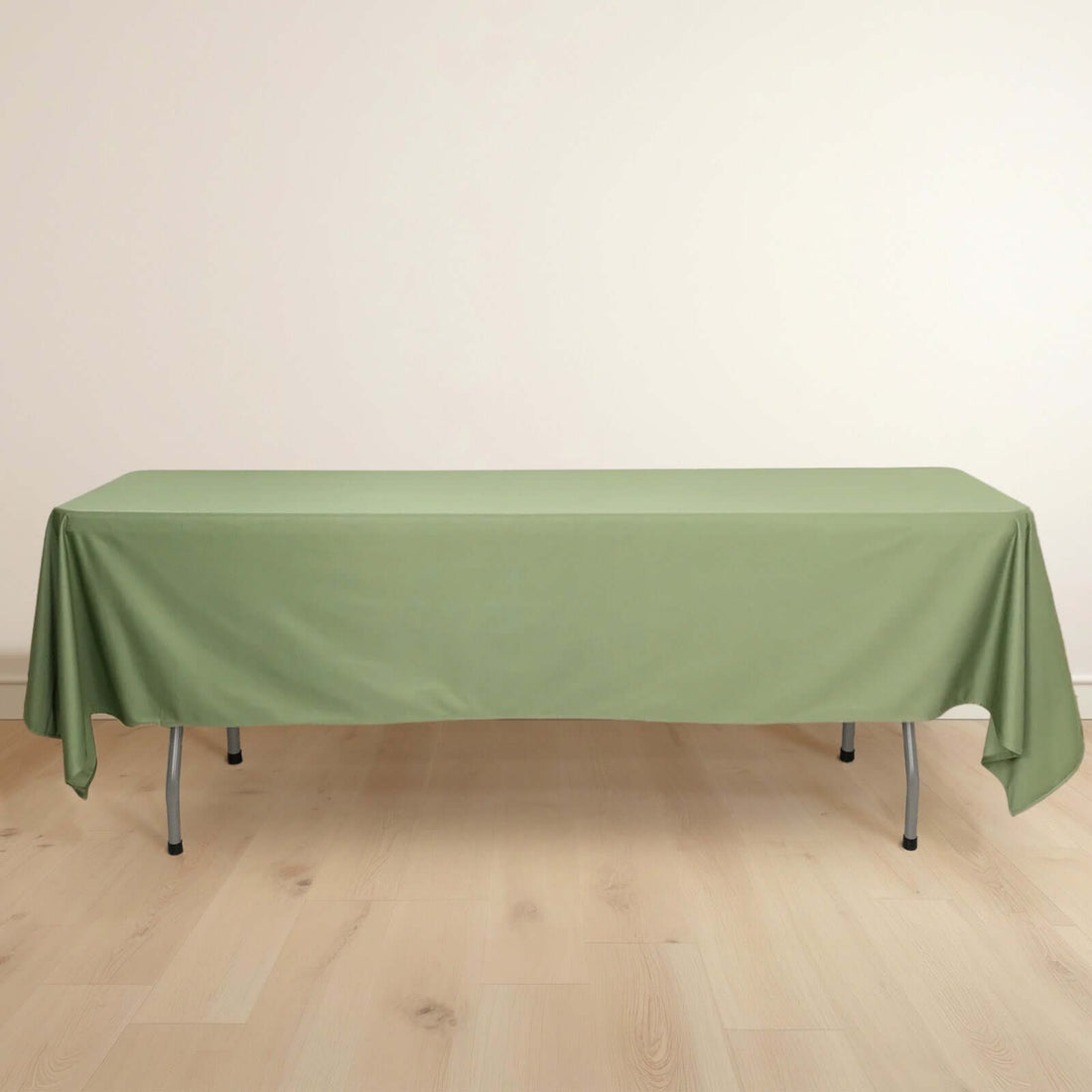 Dusty Sage Green Premium Scuba Rectangular Tablecloth, Wrinkle Free Polyester Seamless Tablecloth