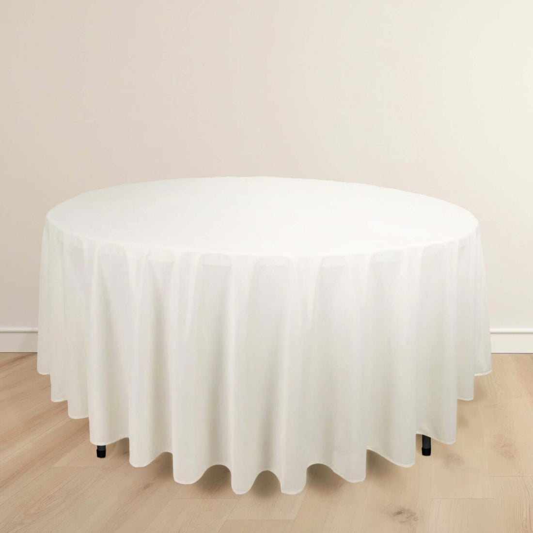 Ivory Premium Scuba Round Tablecloth, Wrinkle Free Polyester Seamless Tablecloth