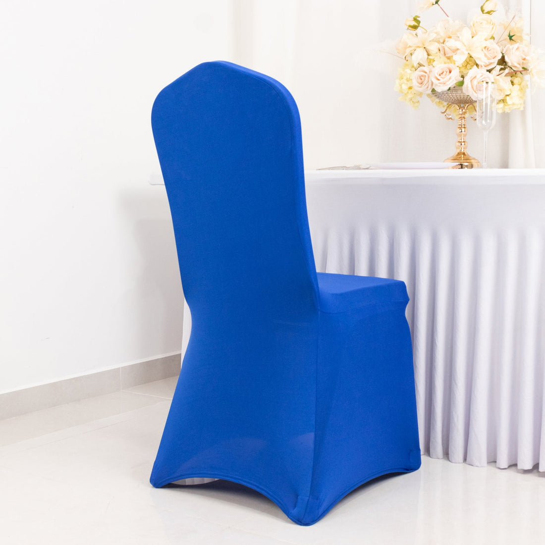 Royal Blue Premium Spandex Stretch Fitted Banquet Chair Cover With Foot Pockets