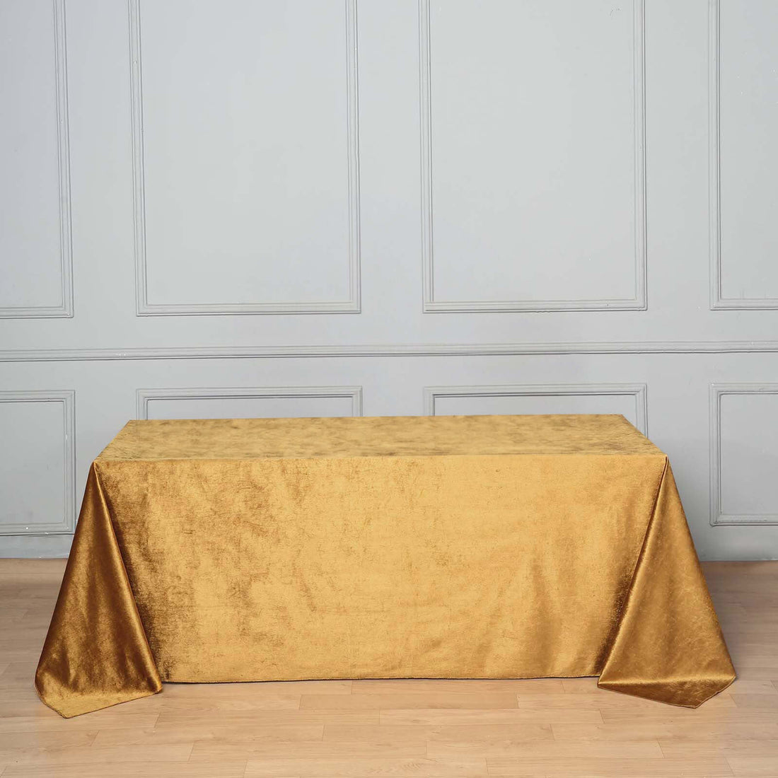 90 Inch x 132 Inch Gold Seamless Linen Reusable Premium Velvet Rectangle Tablecloth 