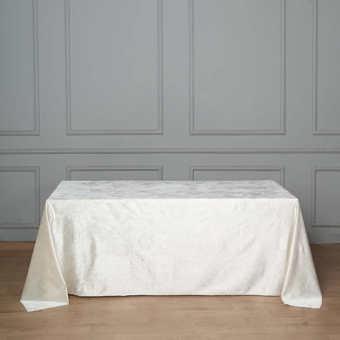 90inch x132inch Ivory Seamless Premium Velvet Rectangle Tablecloth, Reusable Linen