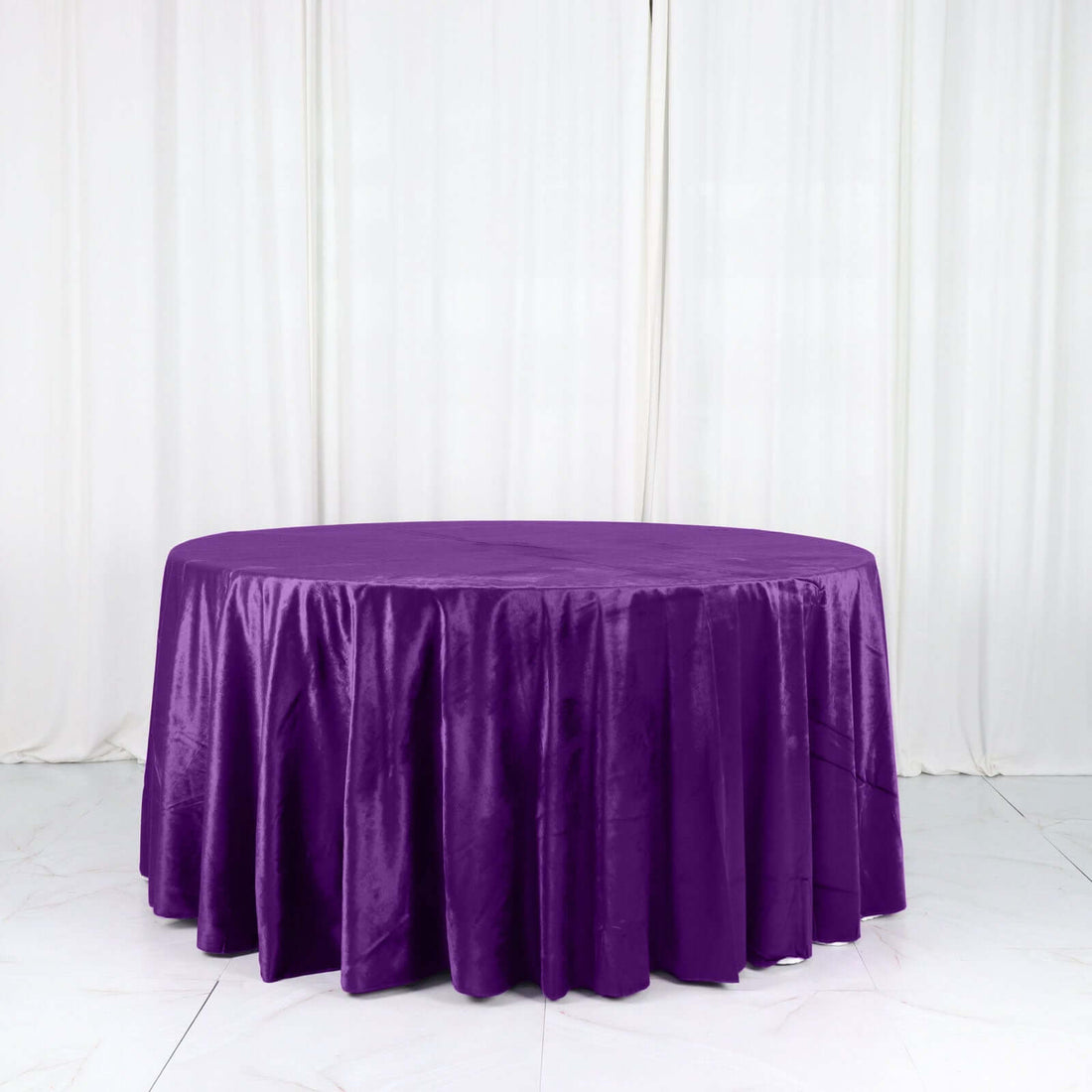 Reusable Premium Seamless Purple Velvet Round 120 Inch Tablecloth 