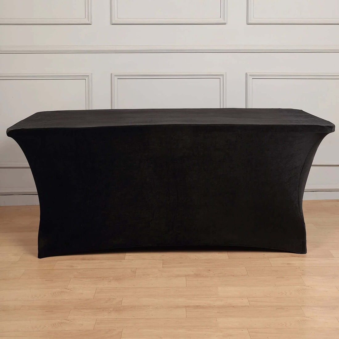 6 Feet Premium Spandex Black Velvet Cocktail Tablecloth with Foot Pockets