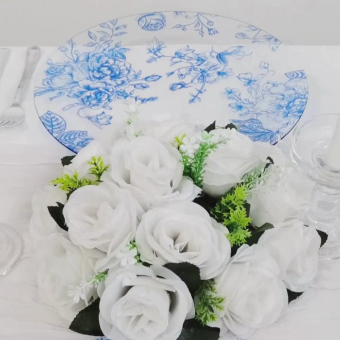 6 Pack Floral Acrylic Charger Plates in French Toile Pattern