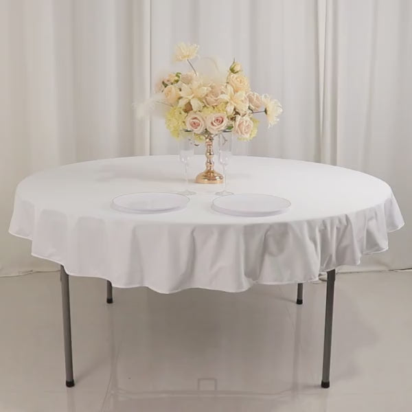 Premium Scuba Round Tablecloth 70" White - Wrinkle Free & Stain Resistant