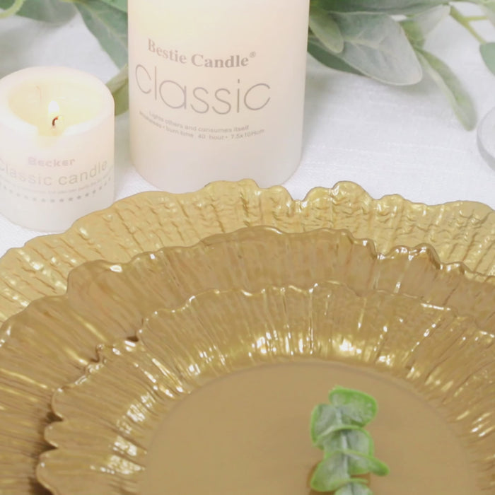 20-Pack Plastic Dessert Plates – 7inch Gold Reef Design Appetizer Salad Party Plates