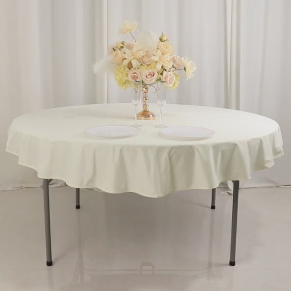 Premium Scuba Round Tablecloth 70" Ivory - Wrinkle Free Table Cover