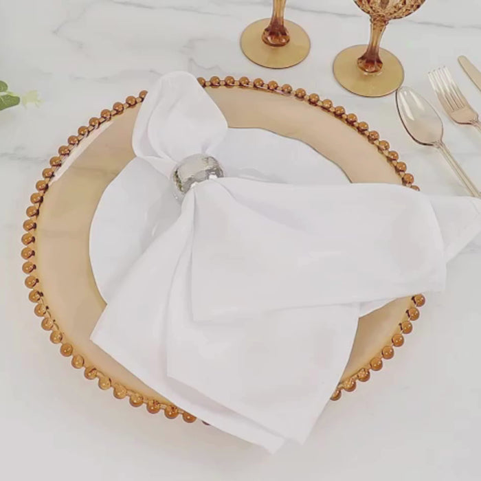 6 Pack Amber Gold Acrylic Plastic Beaded Rim Charger Plates - 13inch