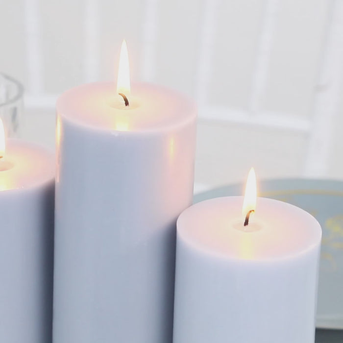 6-Pack Unscented Pillar Candles – Dripless 3x6inch Dusty Blue Paraffin Wax