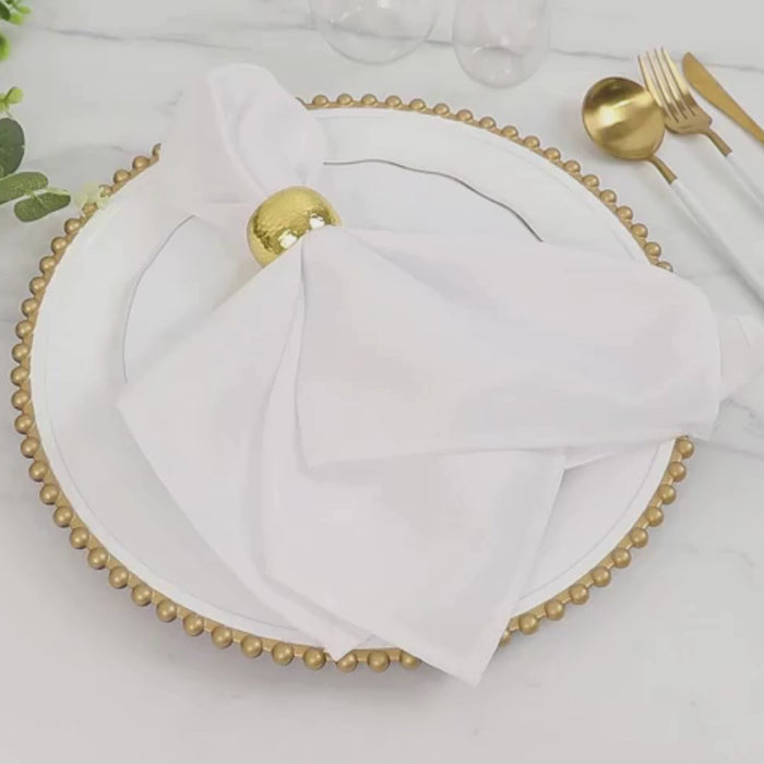 6 Pack White Gold Acrylic Plastic Beaded Rim Charger Plates - 13inch