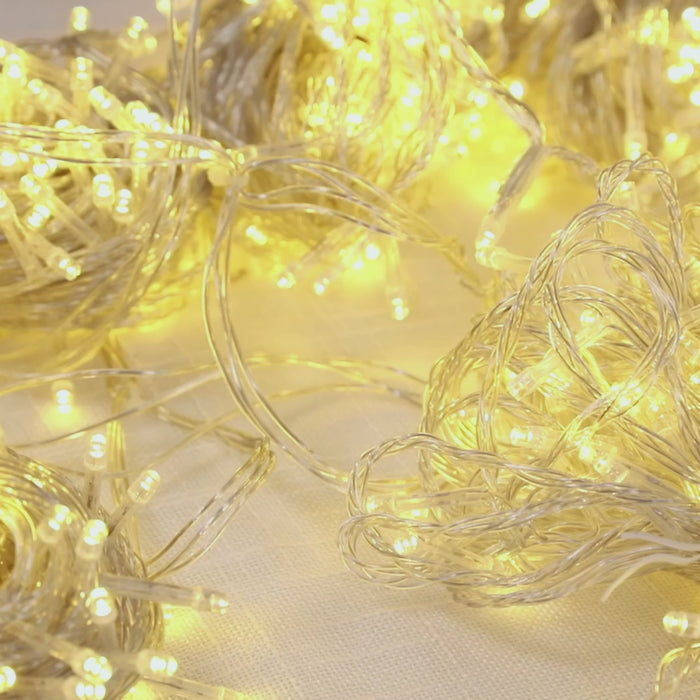 LED Curtain String Lights 10ft x 50ft – Warm White 1500 LED Plug-In Fairy Lights