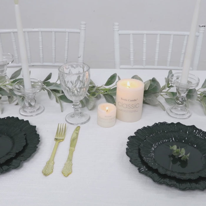 20-Pack Plastic Dinner Plates – 10" Hunter Emerald Green Reef Design Party Plates – Elegant