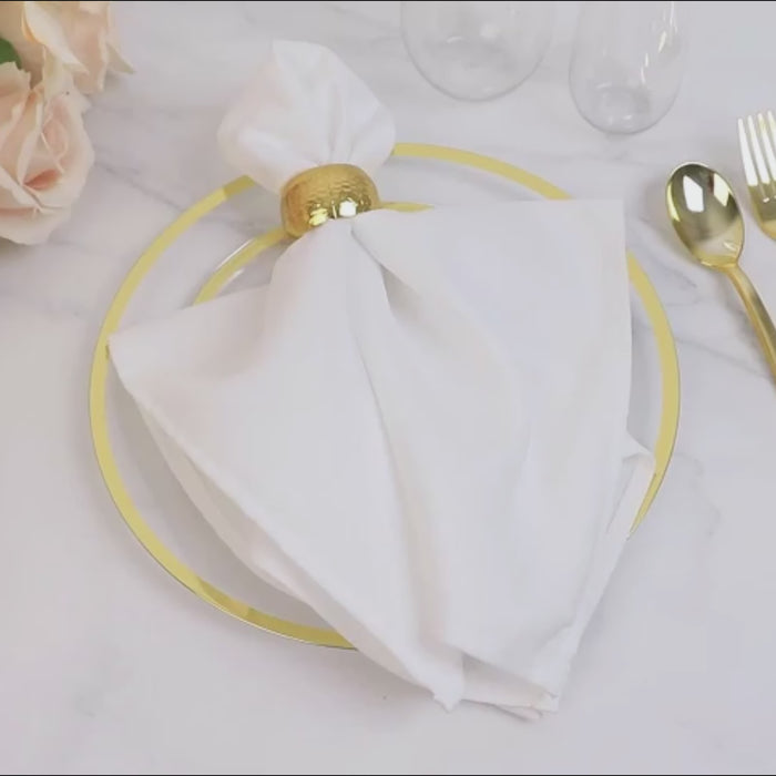 10-Pack Plastic Round Dinner Plates 10inch Clear with Gold Rim