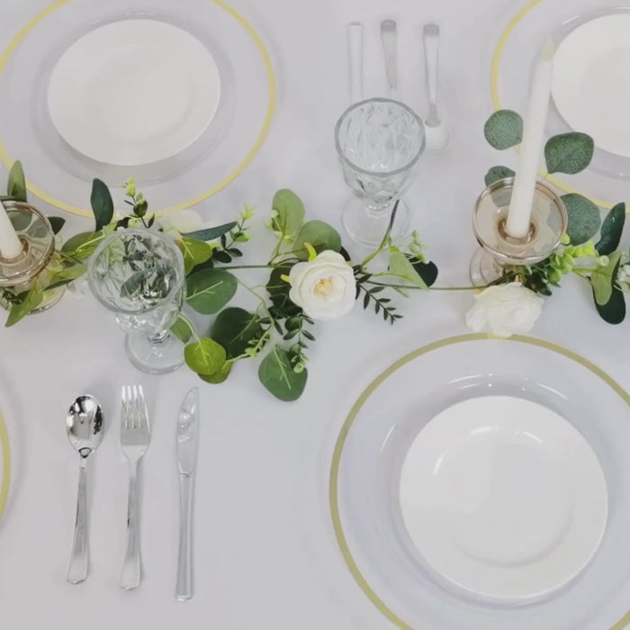 10 Pack Clear Economy Plastic Charger Plates With Gold Rim, Round Dinner Chargers Event Tabletop