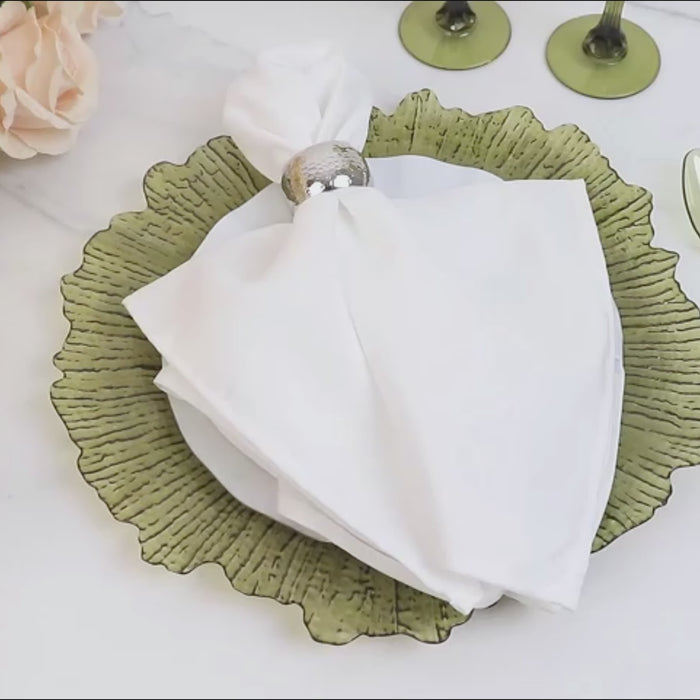 6-Pack Acrylic Plastic Charger Plates 13inch Round Transparent Dusty Sage Reef Design 