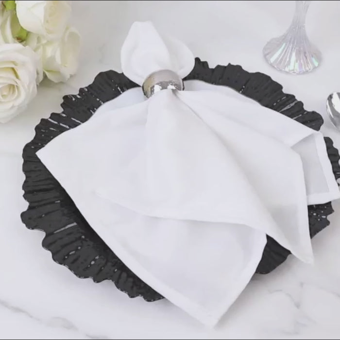 10 Pack Economy Plastic Charger Plates – 13inch Black Reef Rim Design Chargers Weddings & Parties