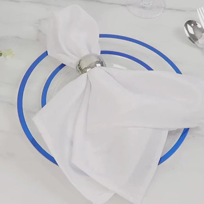 10-Pack Plastic Round Appetizer Plates 7" Clear with Blue Rim - Classy Disposable Salad Plates