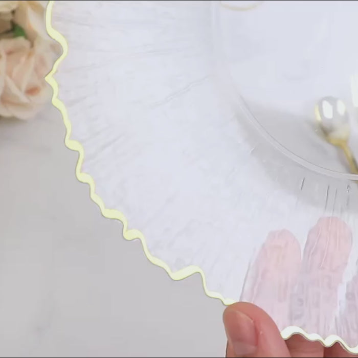 20 Pack Clear Reef Design Plastic Plates with Gold Rim – Dessert and Appetizer Party Plates