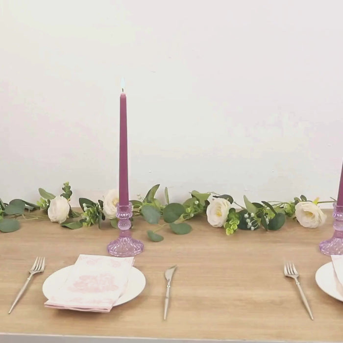 12 Pack Mixed Dusty Rose Premium Wax Taper Candles, Unscented Candles - 10inch