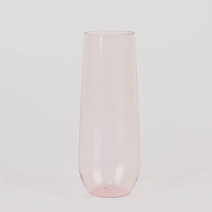 12 Pack Transparent Blush Plastic Champagne Flutes Reusable Stemless Glasses For Champagne 9oz